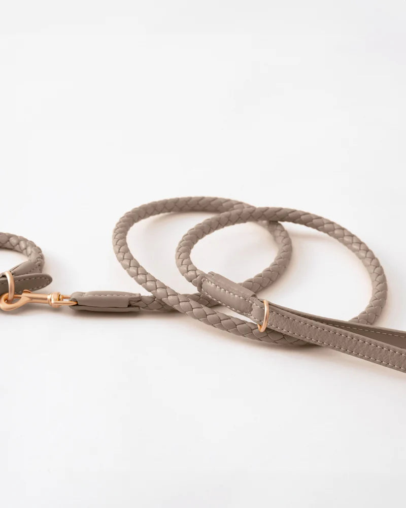 Ferdinando Geflochtene Hundeleine aus Leder - Taupe