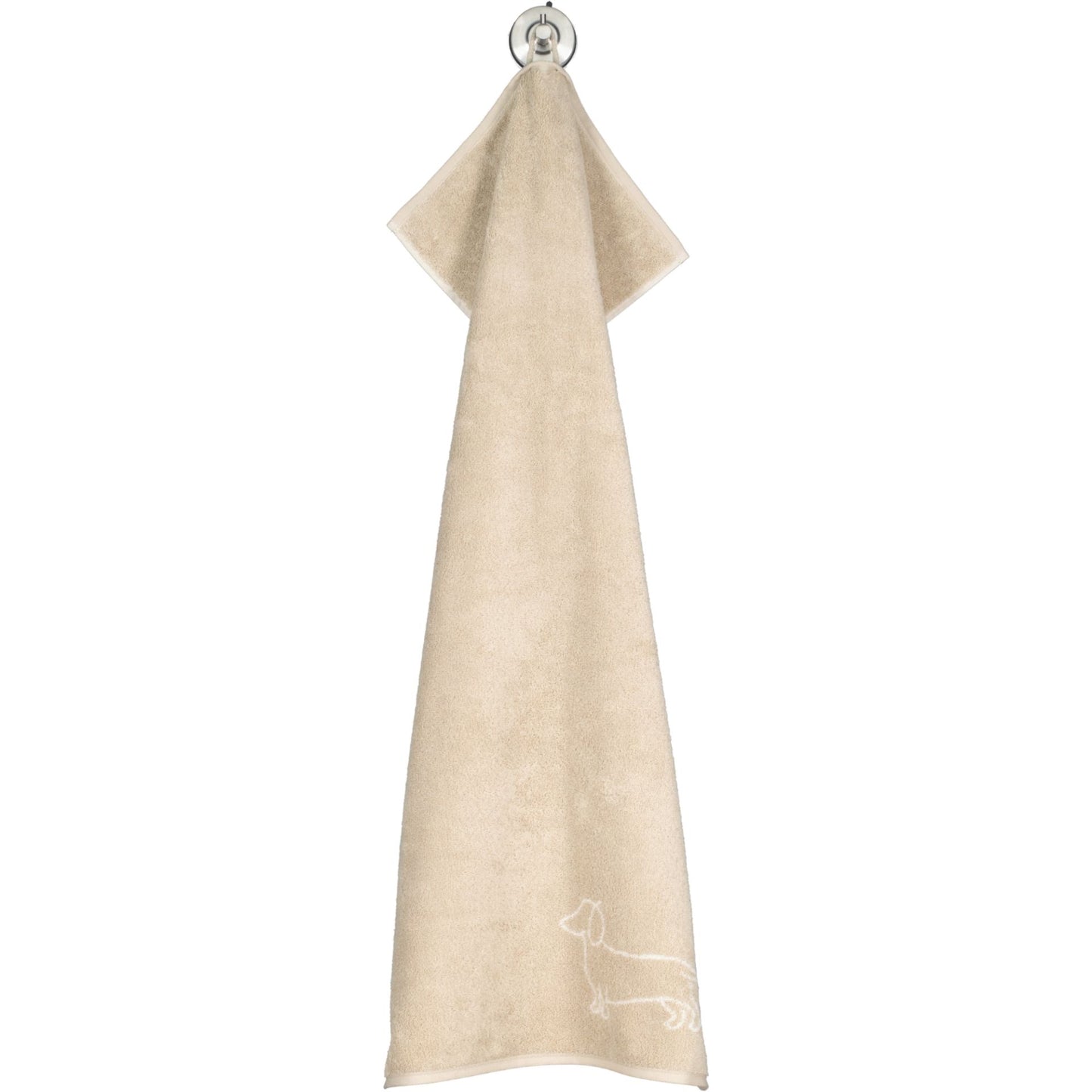 Handtuch mit Dackel Motiv Natur /Beige
