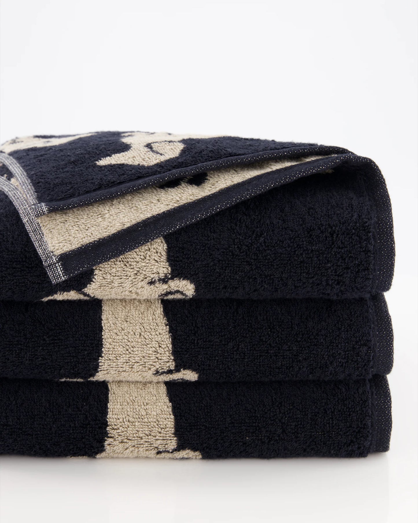 Handtuch mit Dackel Motiv Schwarz/Beige