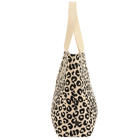 Tasche mit Leo Motiv in Schwarz/Beige