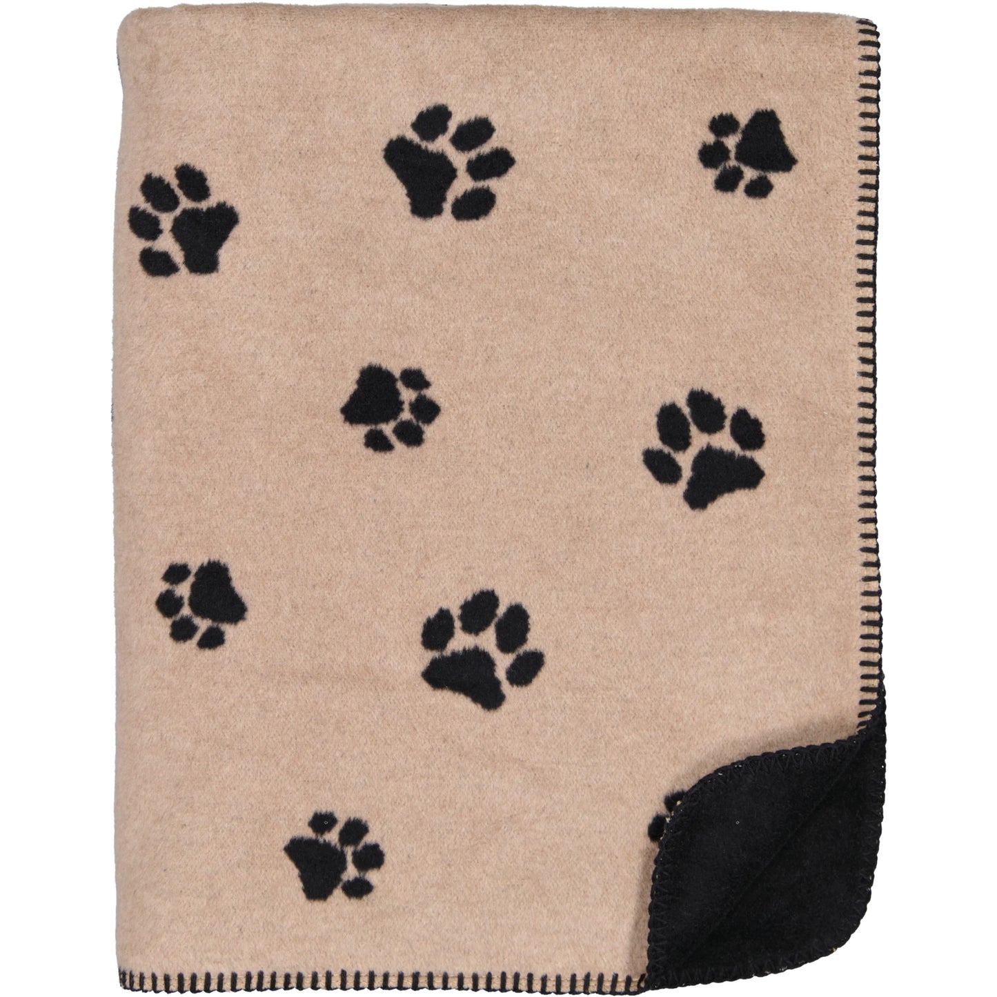 Wohndecke mit Pfoten Motiv in Schwarz/Beige