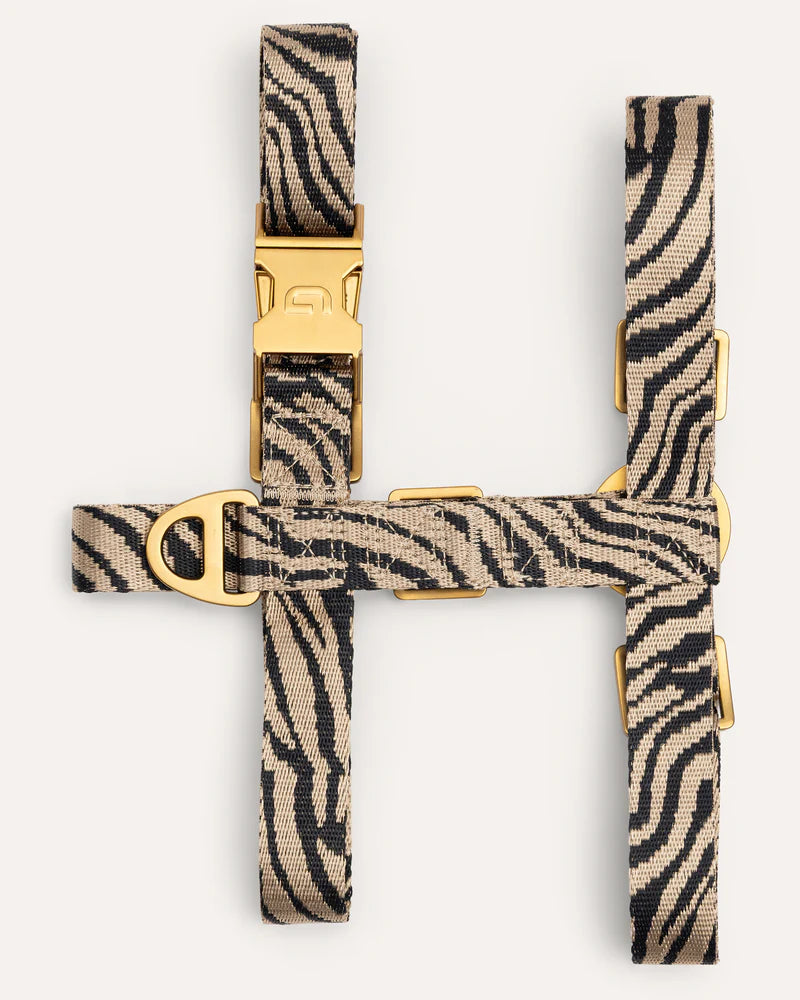 Zebra Hundegeschirr - Beige/Schwarz