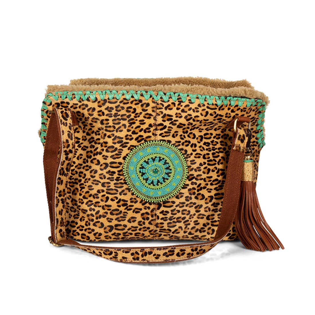 Leoparden-Lilien-Leder-Hundetragetasche (bis zu 8 kg)
