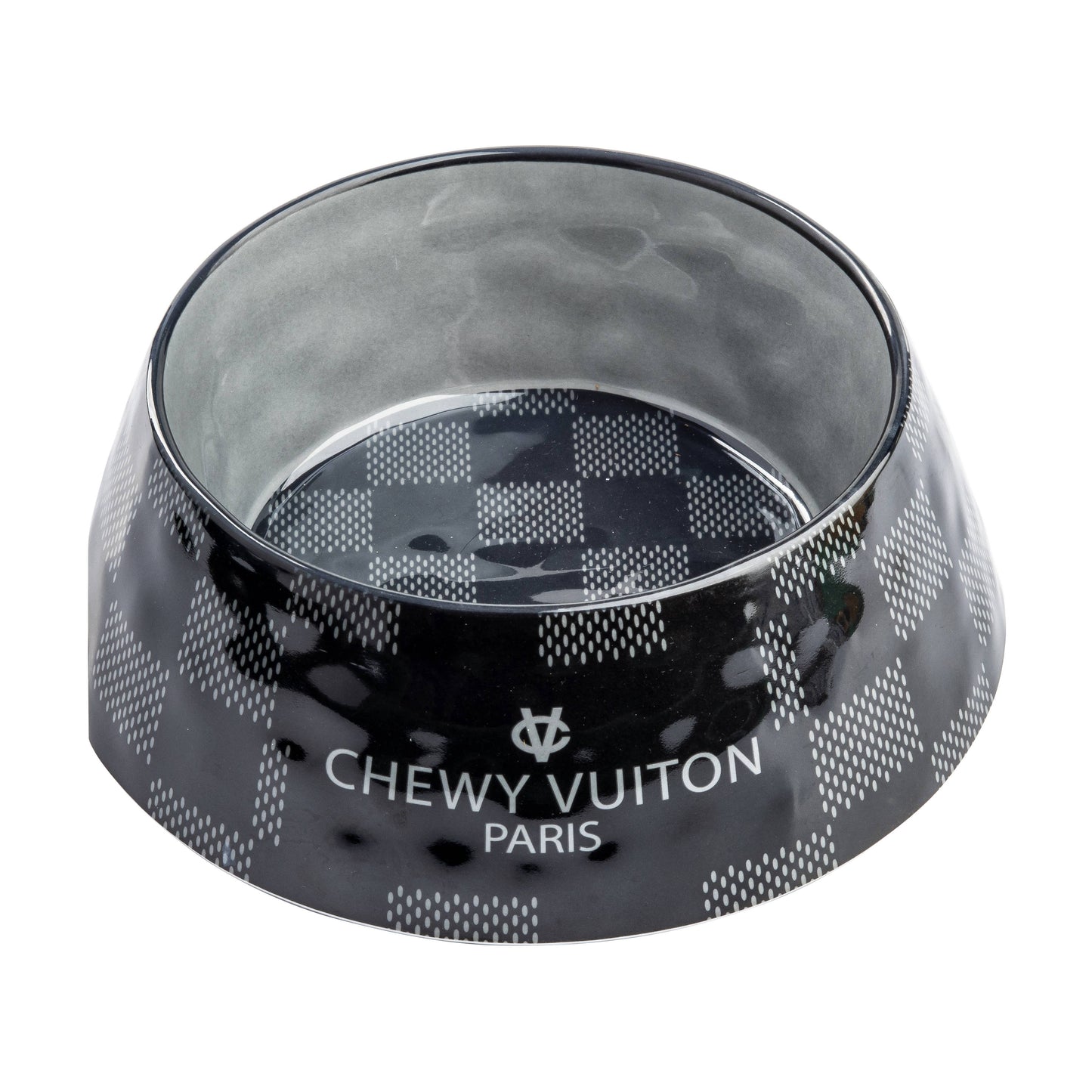 Schwarze Checker Chewy Vuiton Schüssel