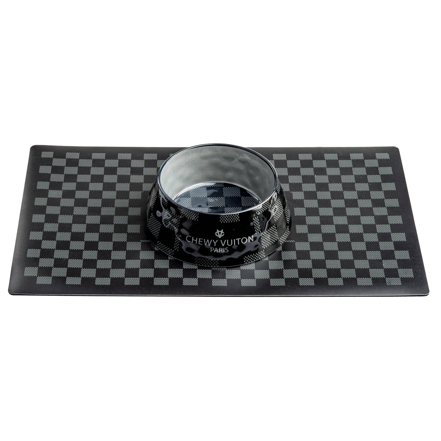 Schwarze Checker Chewy Vuiton Schüssel