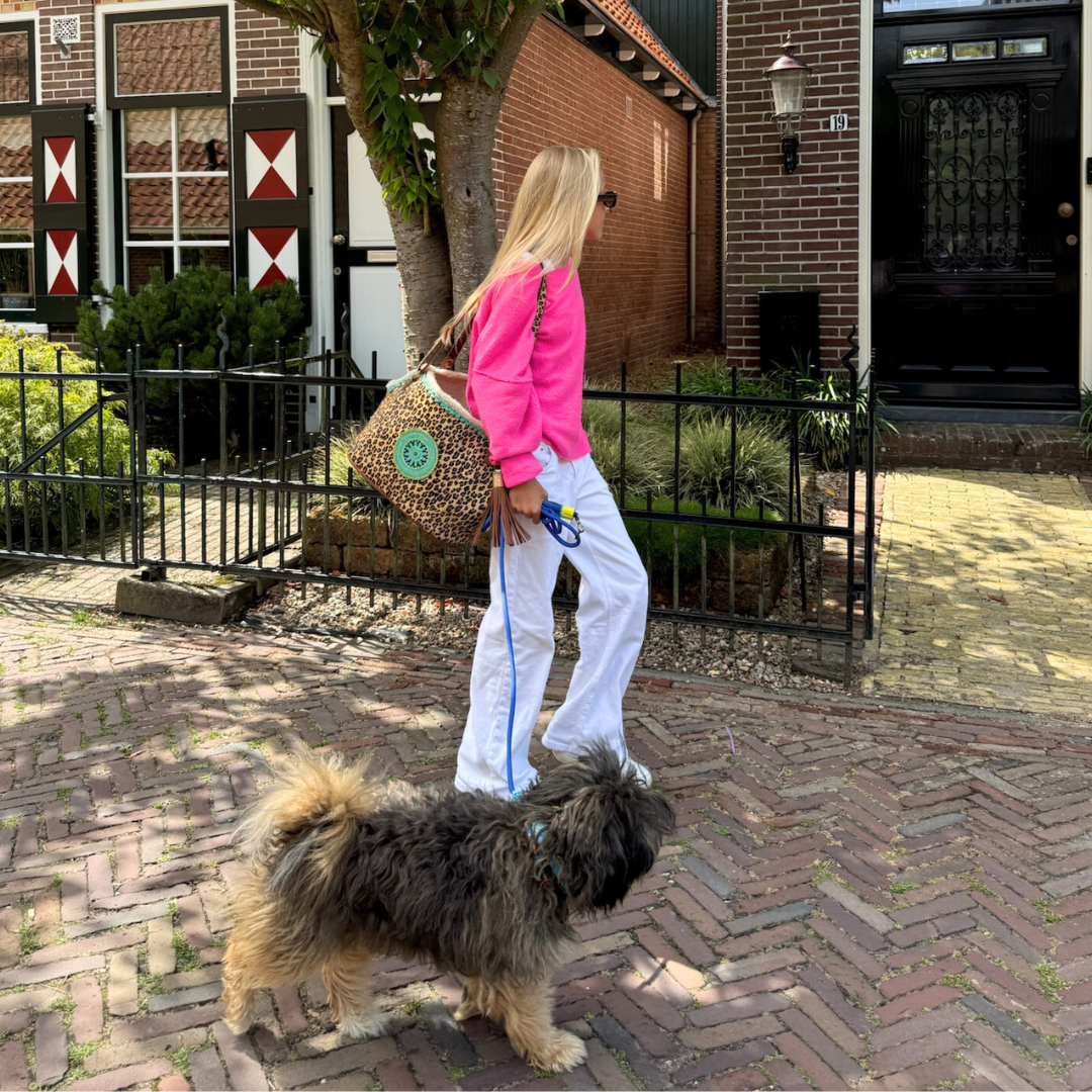 Leoparden-Lilien-Leder-Hundetragetasche (bis zu 8 kg)