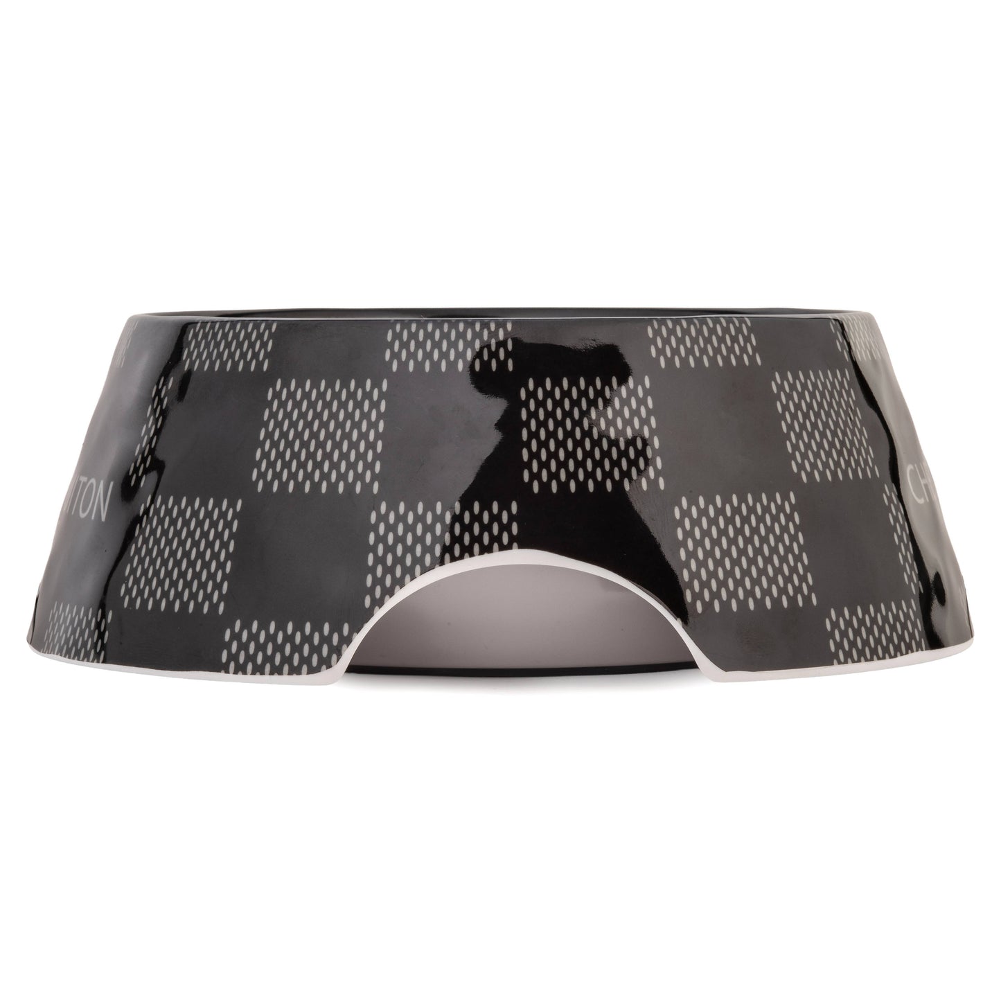 Schwarze Checker Chewy Vuiton Schüssel