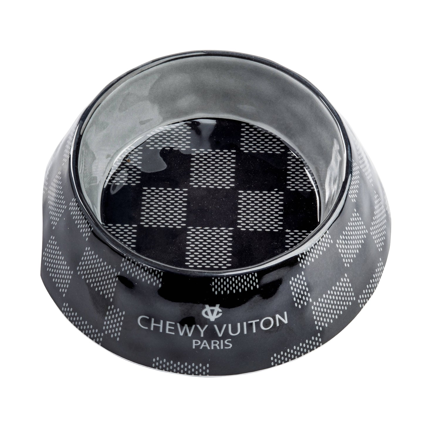 Schwarze Checker Chewy Vuiton Schüssel