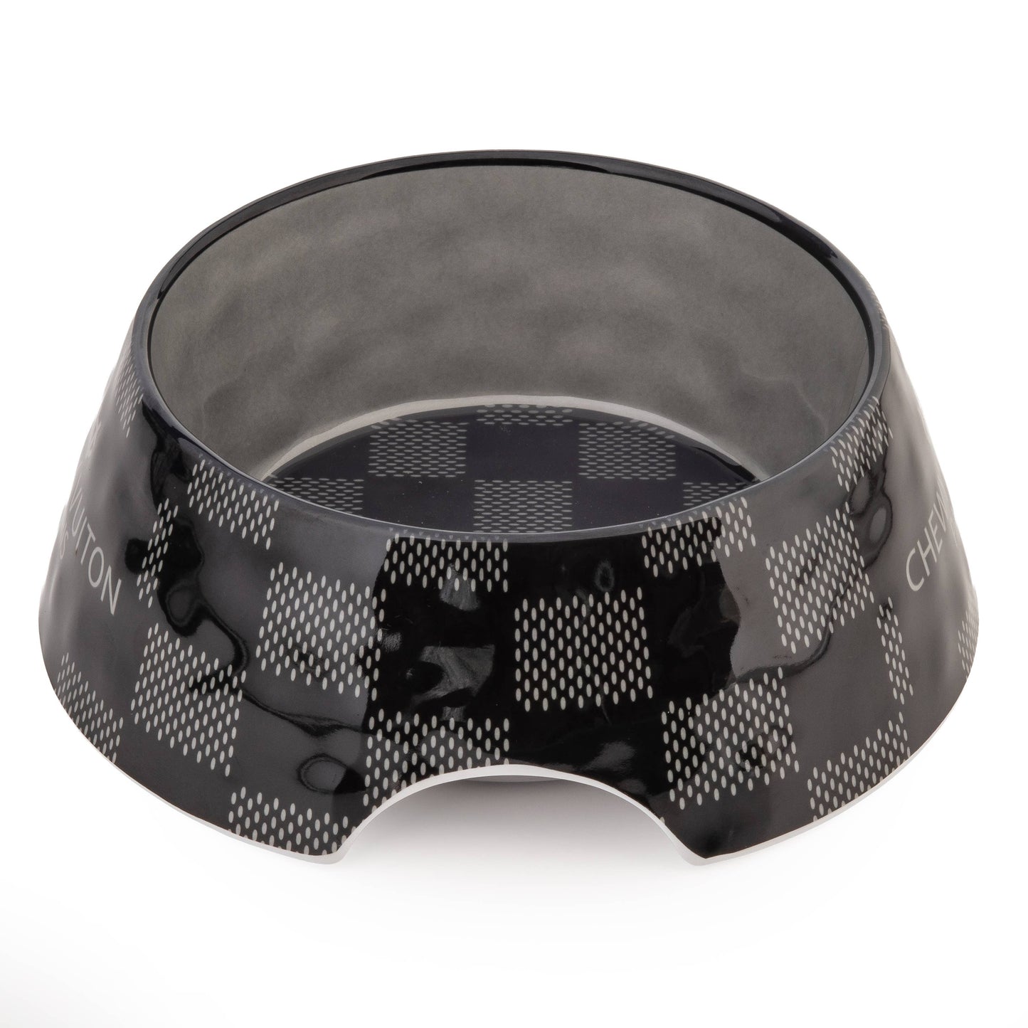 Schwarze Checker Chewy Vuiton Schüssel