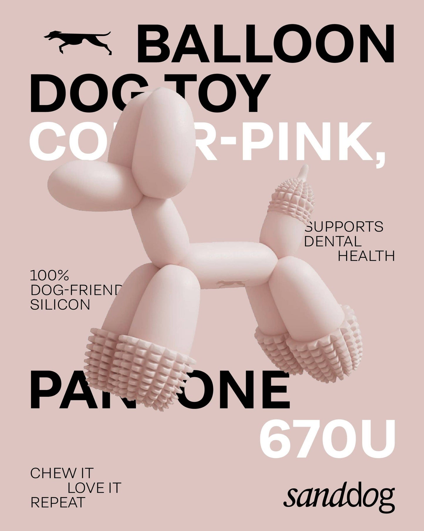 HUNDE-SPIELZEUG | KUNST-BALLON | ROSA | SANDDOG
