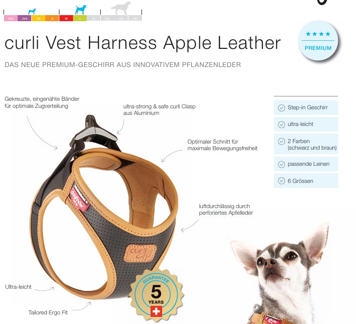 Apple Leather Clasp Vest Hundegeschirr – Farbe Braun