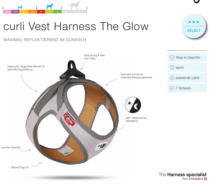 Glow Reflective Clasp Vest Hundegeschirr – Farbe Grau