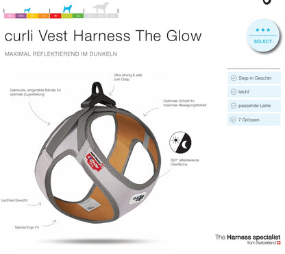 Glow Reflective Clasp Vest Hundegeschirr – Farbe Grau