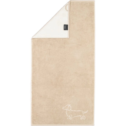 Handtuch mit Dackel Motiv Natur /Beige