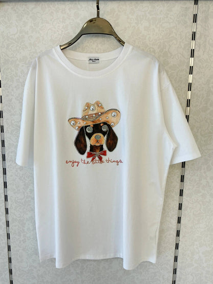 Oversize-T-Shirt „enjoy the little things“ Hündchen