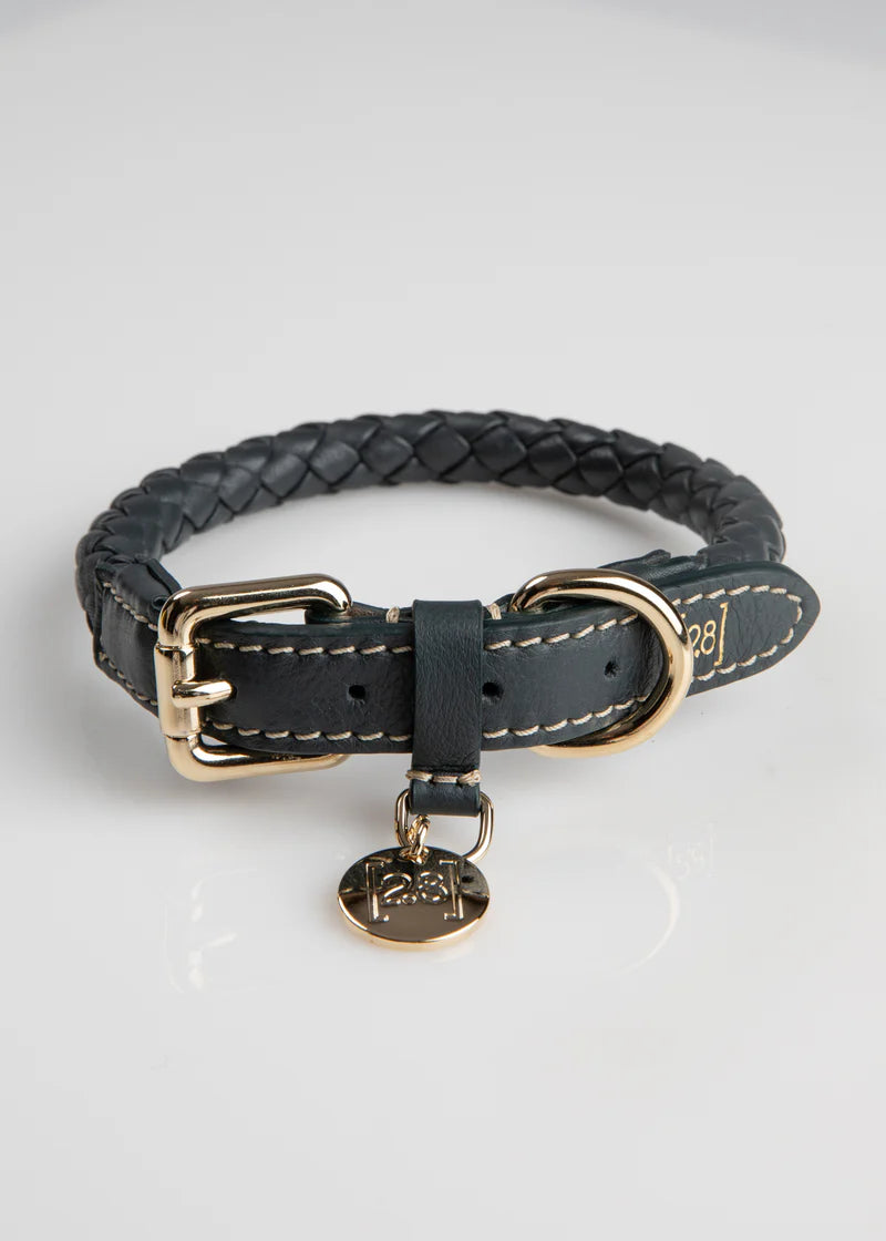 Ferdinando Geflochtenes Hundehalsband aus Leder -  Shark