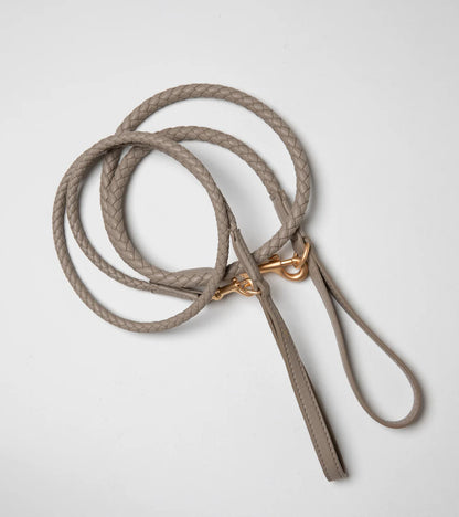 Ferdinando Geflochtene Hundeleine aus Leder - Taupe