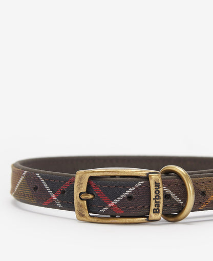 Hundehalsband Tartan mit Lederdetails