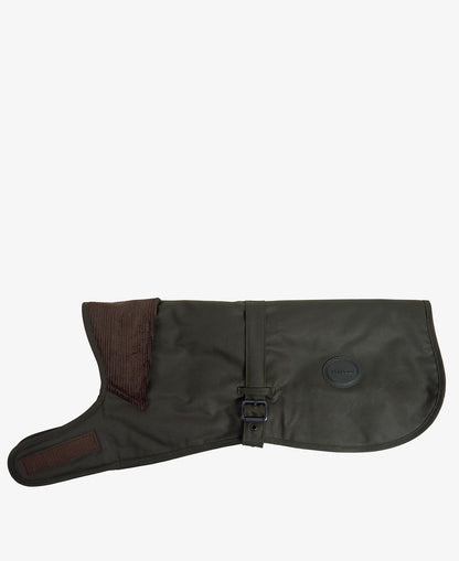 Gewachster Hundemantel mit Tartan-Futter - Farbe Olive