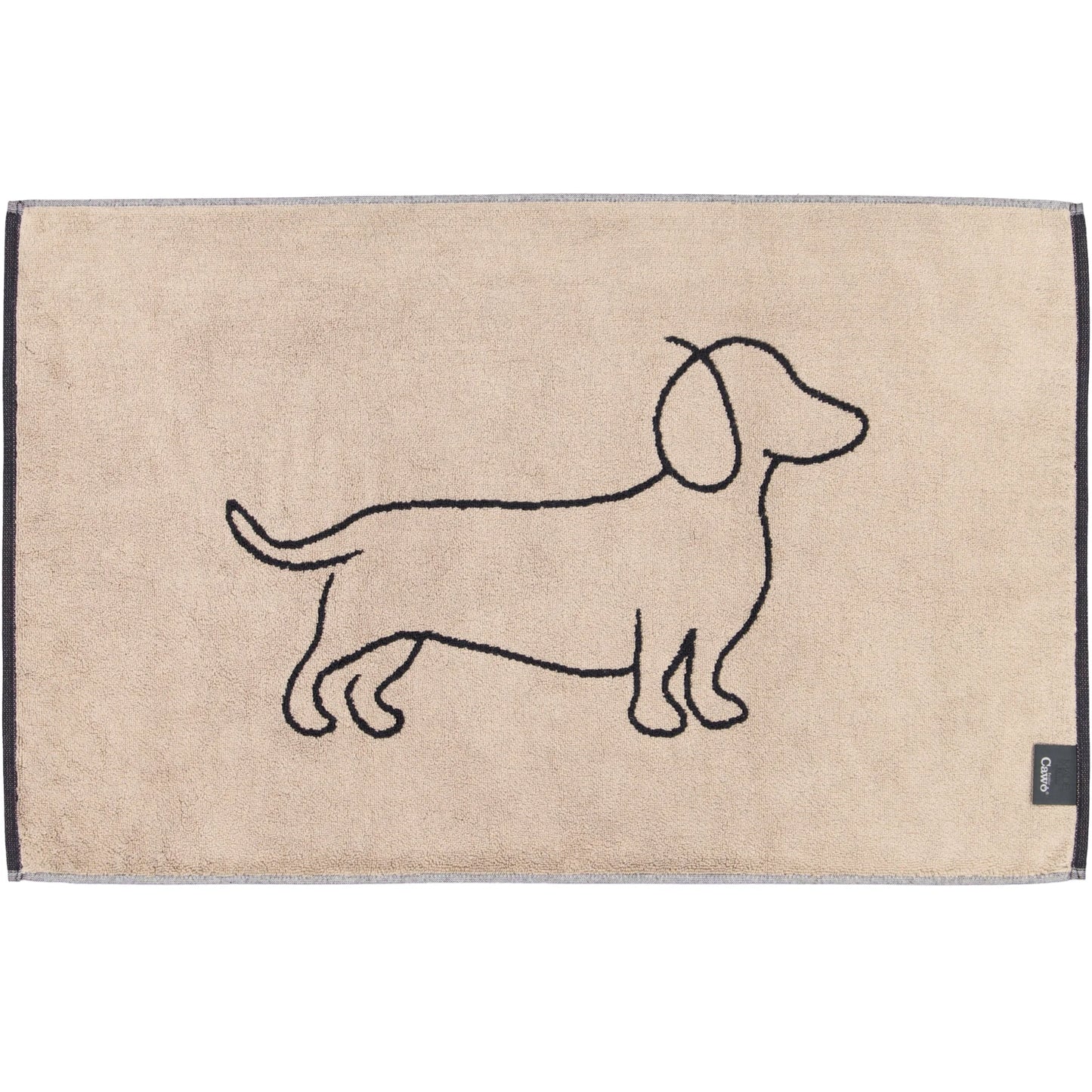 Badematte mit Dackel Motiv Einzeln Schwarz/Beige