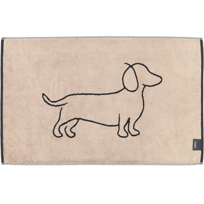 Badematte mit Dackel Motiv Einzeln Schwarz/Beige