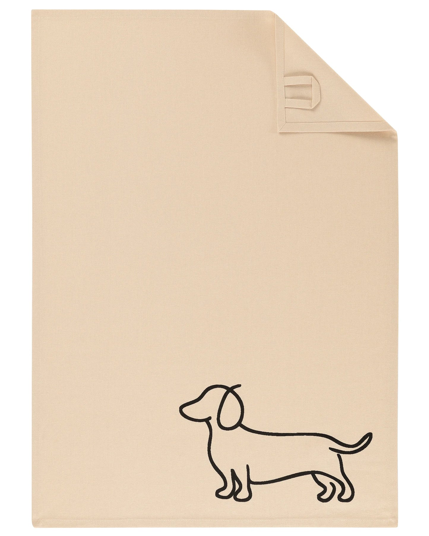 Geschirrtuch mit Dackel Motiv Einzeln Schwarz/Beige