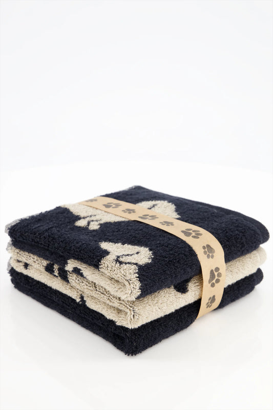 Seiftücher mit Hunde Motiven 3er Set Schwarz/Beige