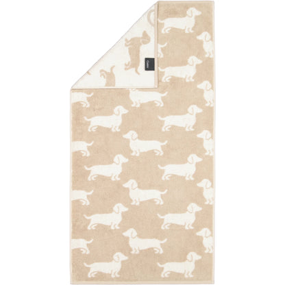 Handtuch mit Dackel Motiv Natur/Beige