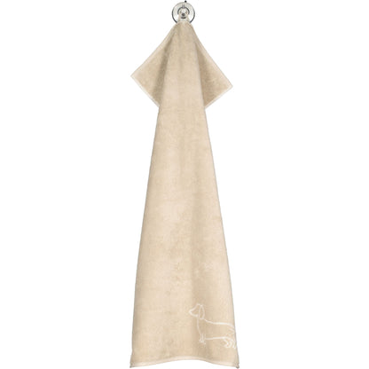 Handtuch mit Dackel Motiv Natur /Beige