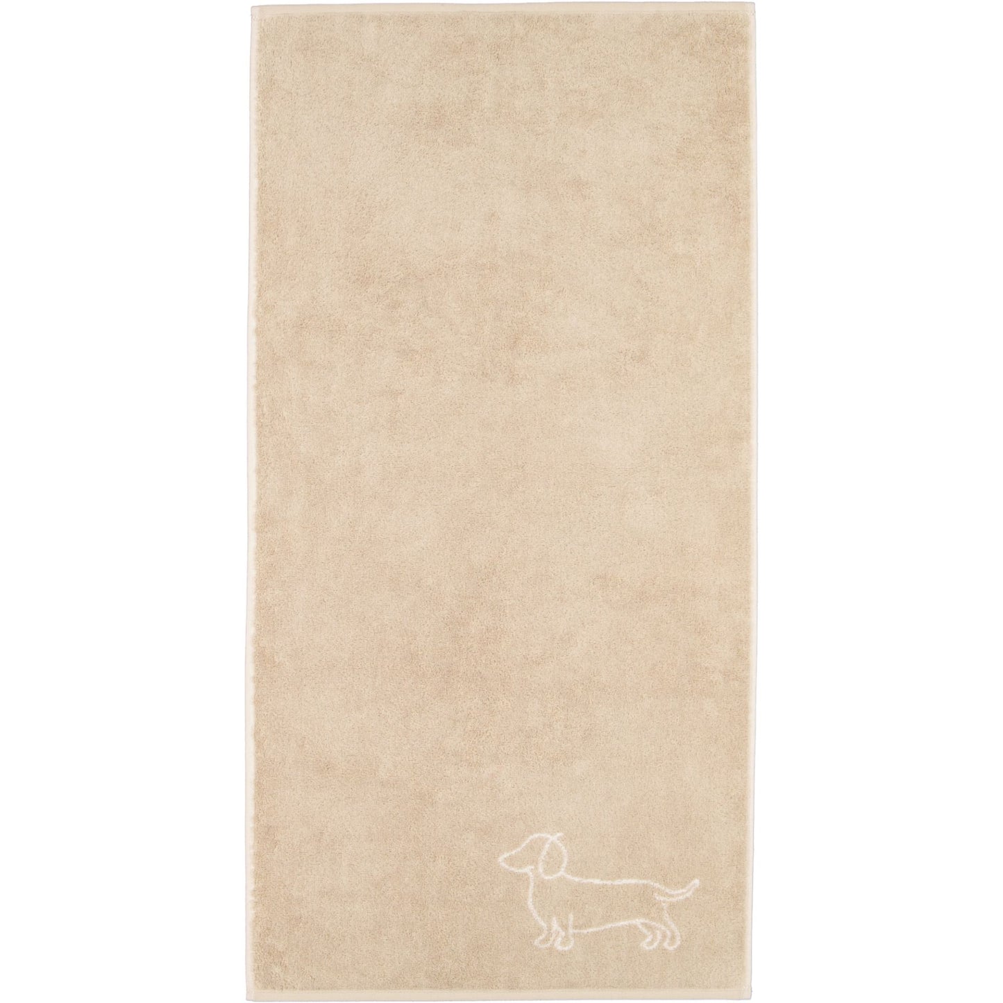 Handtuch mit Dackel Motiv Natur /Beige