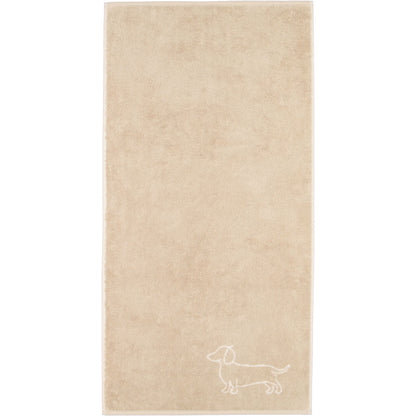 Handtuch mit Dackel Motiv Natur /Beige