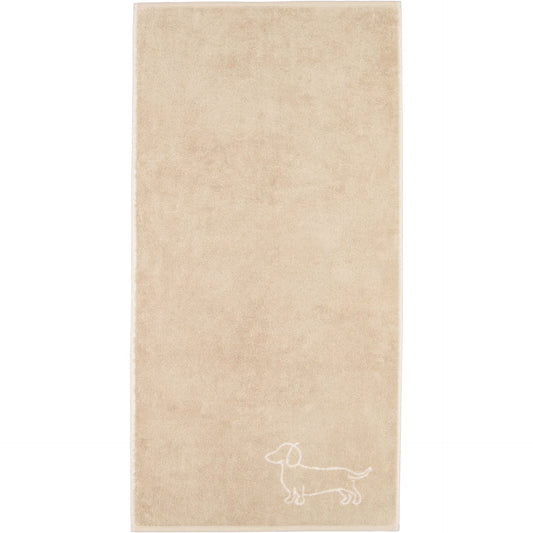 Handtuch mit Dackel Motiv Natur /Beige