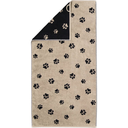 Handtuch mit Pfoten Motiv Schwarz/Beige