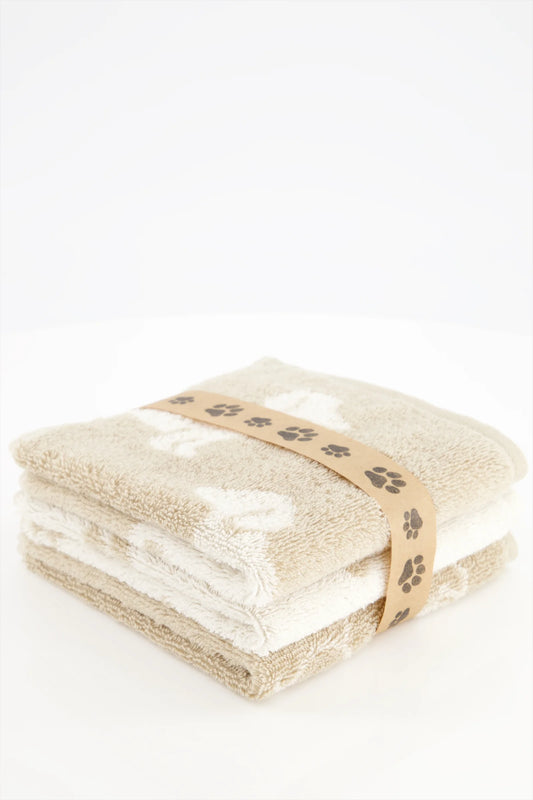 Seiftücher mit Hunde Motiven 3er Set Natur/Beige