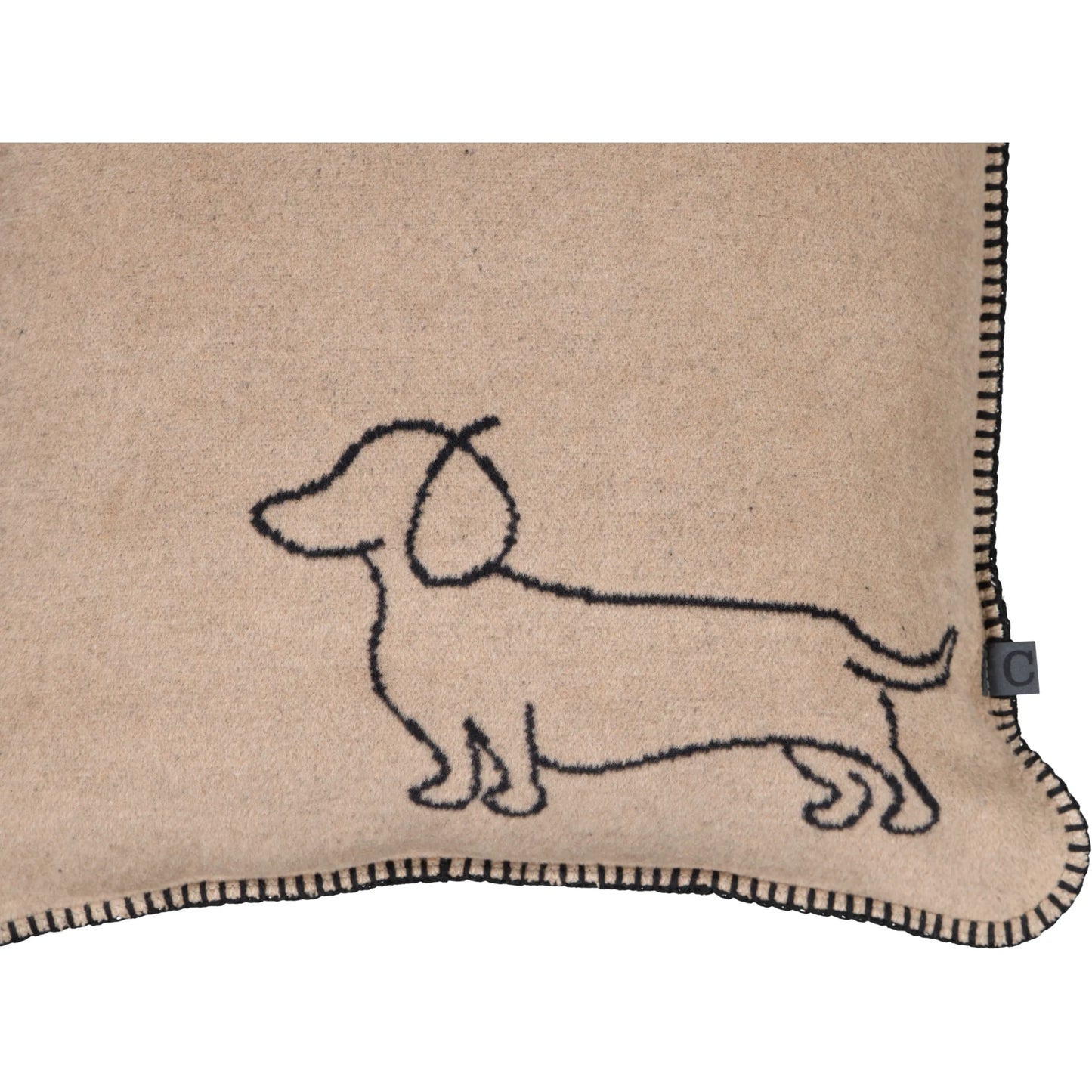 Kissenbezug mit Dackel Motiv Schwarz/Beige