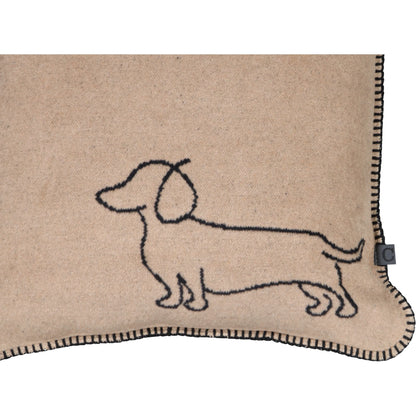 Kissenbezug mit Dackel Motiv Schwarz/Beige