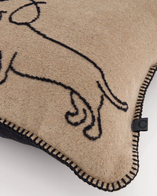 Kissenbezug mit Dackel Motiv Schwarz/Beige