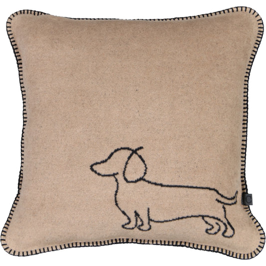 Kissenbezug mit Dackel Motiv Schwarz/Beige