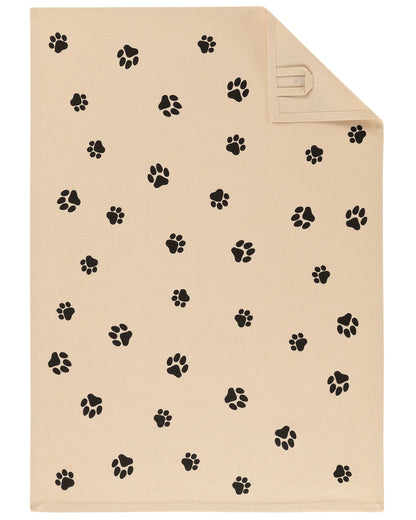 Geschirrtuch mit Pfoten Motiv Schwarz/Beige