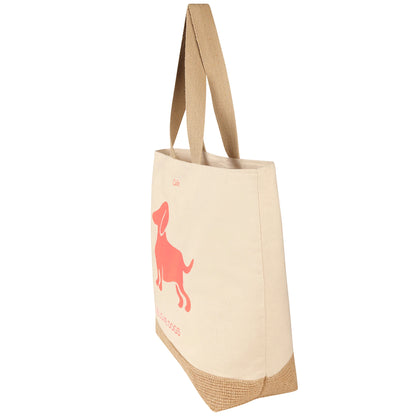 Tasche mit Dackel Motiv in Pink/Beige