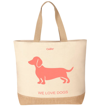 Tasche mit Dackel Motiv in Pink/Beige