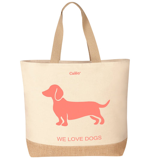 Tasche mit Dackel Motiv in Pink/Beige