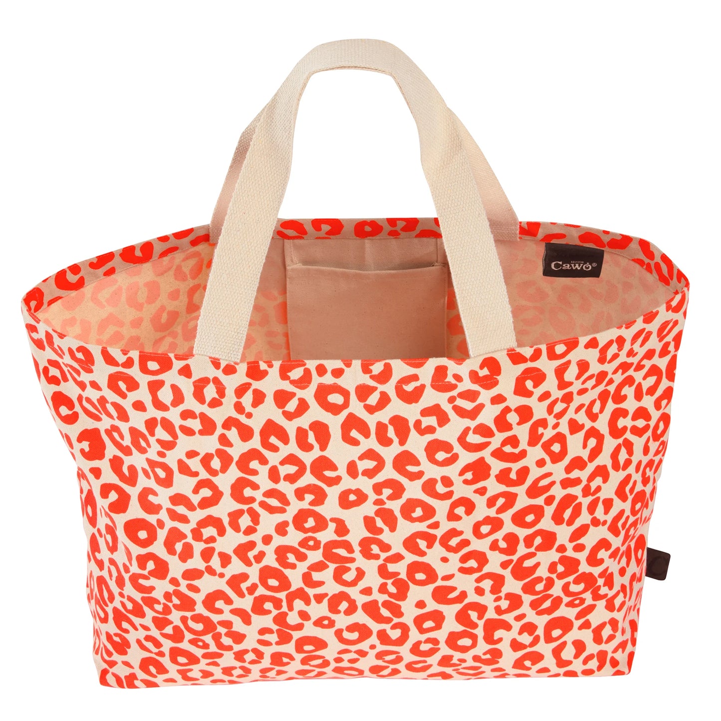 Tasche mit Leo Motiv in Neon-Pink/Beige