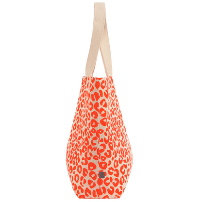 Tasche mit Leo Motiv in Neon-Pink/Beige