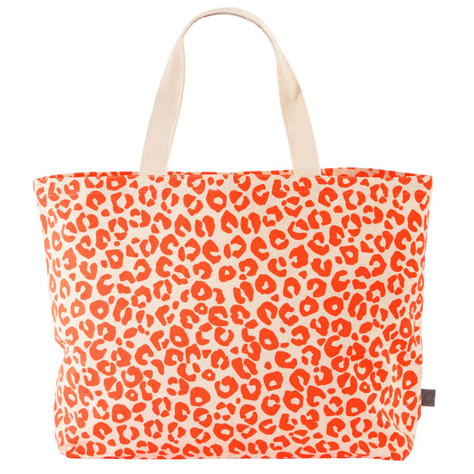 Tasche mit Leo Motiv in Neon-Pink/Beige