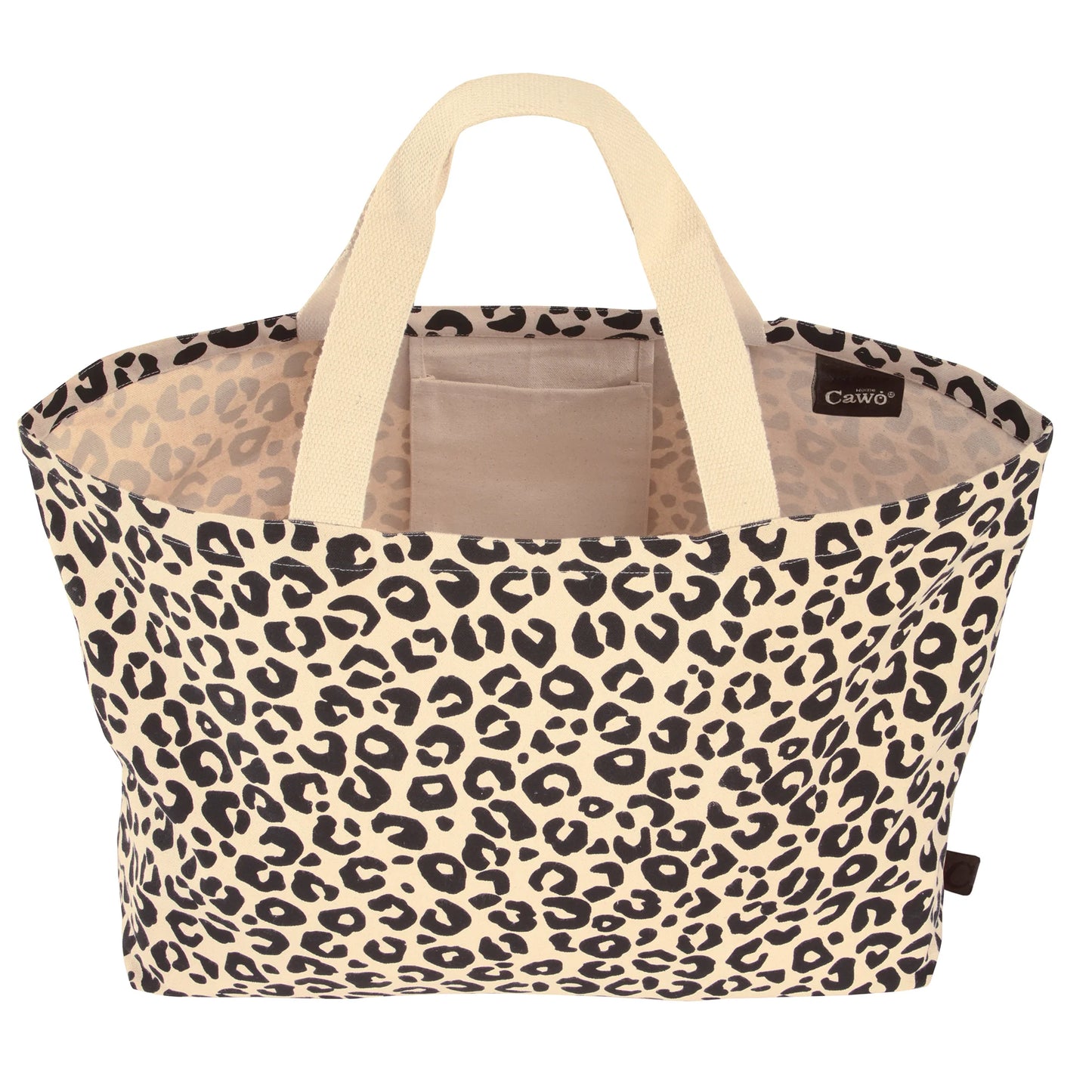Tasche mit Leo Motiv in Schwarz/Beige