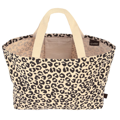 Tasche mit Leo Motiv in Schwarz/Beige