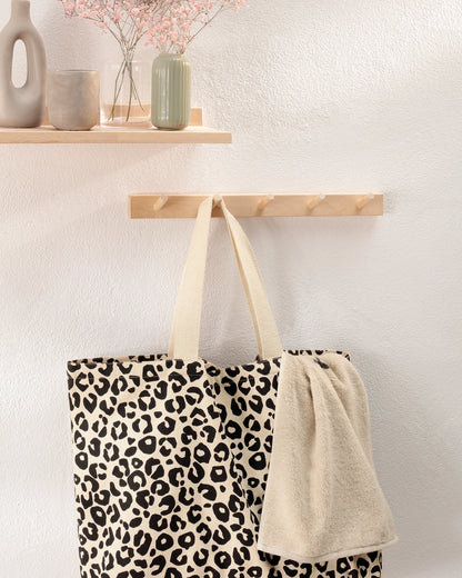 Tasche mit Leo Motiv in Schwarz/Beige