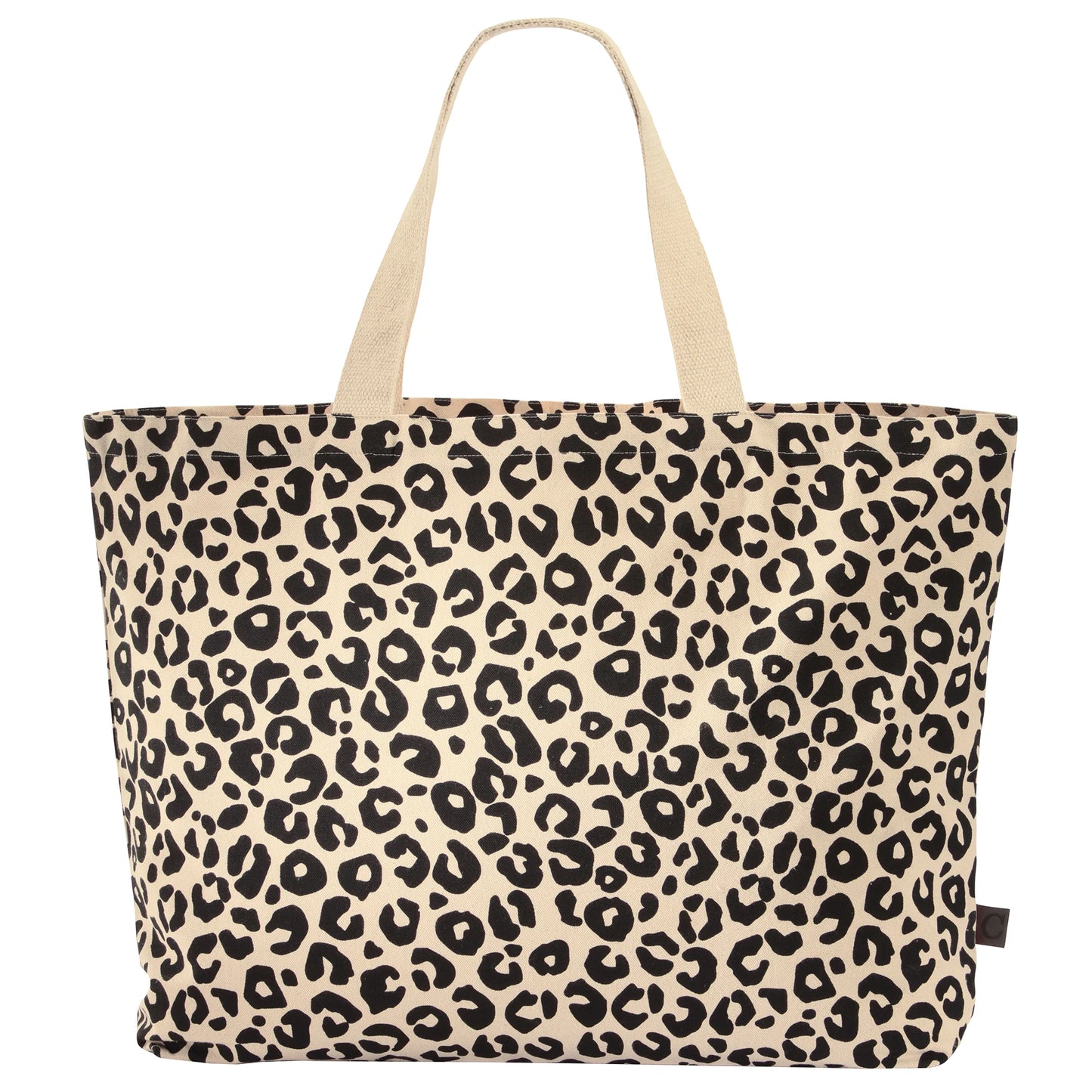 Tasche mit Leo Motiv in Schwarz/Beige