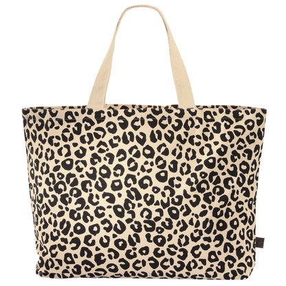 Tasche mit Leo Motiv in Schwarz/Beige